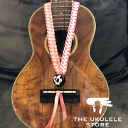 日本製絲帶手造Ukulele背帶 - 粉紅白色幼帶